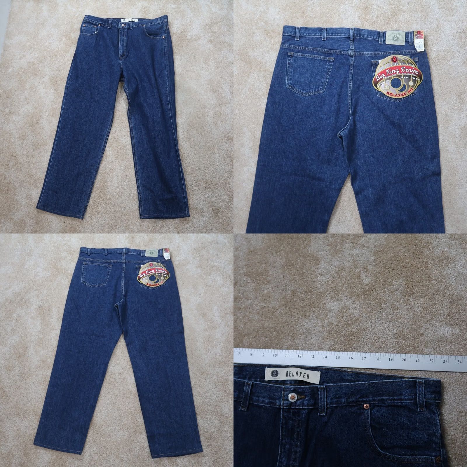 Vintage Arizona Jeans Vintage Big Ring Denim Relaxed Straight Jeans 44x32 Men Blue 90s Grunge Rockabilly 5-Pocket Zip Button Baggy Casual Size US 44 / EU 60 - 8 Thumbnail