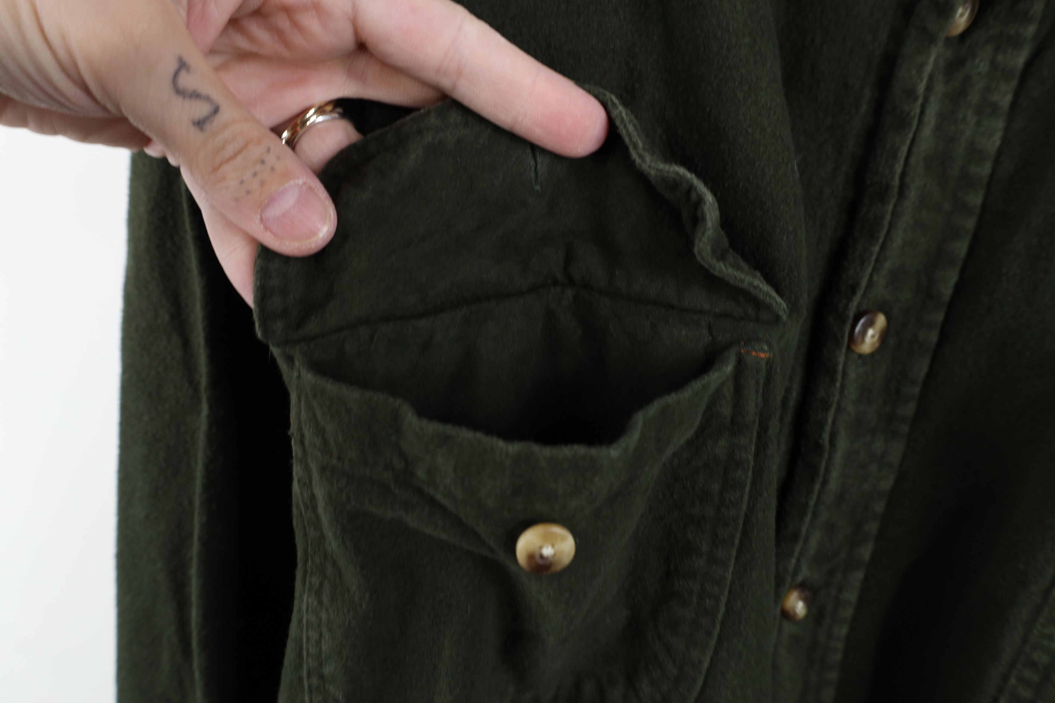 Vintage Vintage 90s Streetwear Chamois Collared Button Shirt Green Size US XXL / EU 58 / 5 - 5 Thumbnail