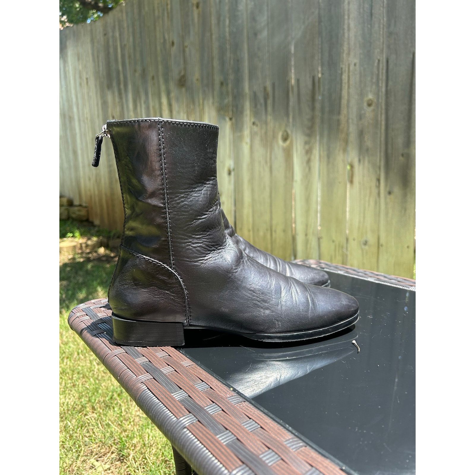 Homer Homers Artisan Back-Zip Ankle Boot Black Leather Size US 8.5 / IT 38.5 - 7 Thumbnail