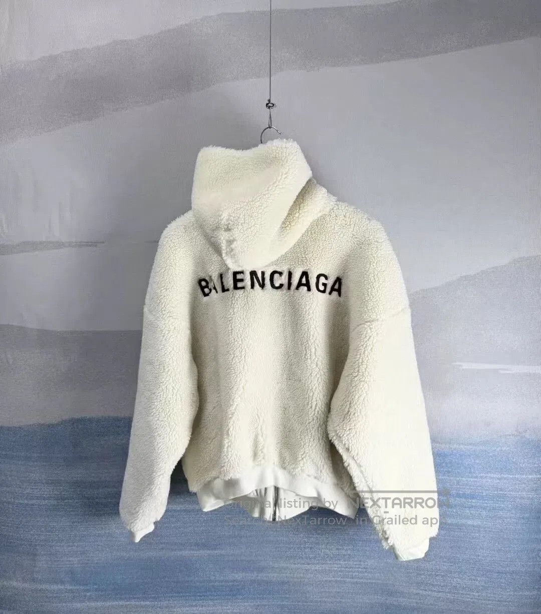Balenciaga balenciaga white teddy hoodie jacket with logo. Size US XL / EU 56 / 4 - 4 Thumbnail