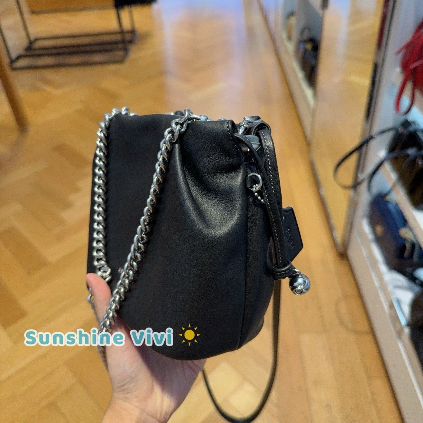Coach NWT Coach Faye Mini Drawstring Bag Ruching CDB67 Black Size ONE SIZE - 2 Thumbnail