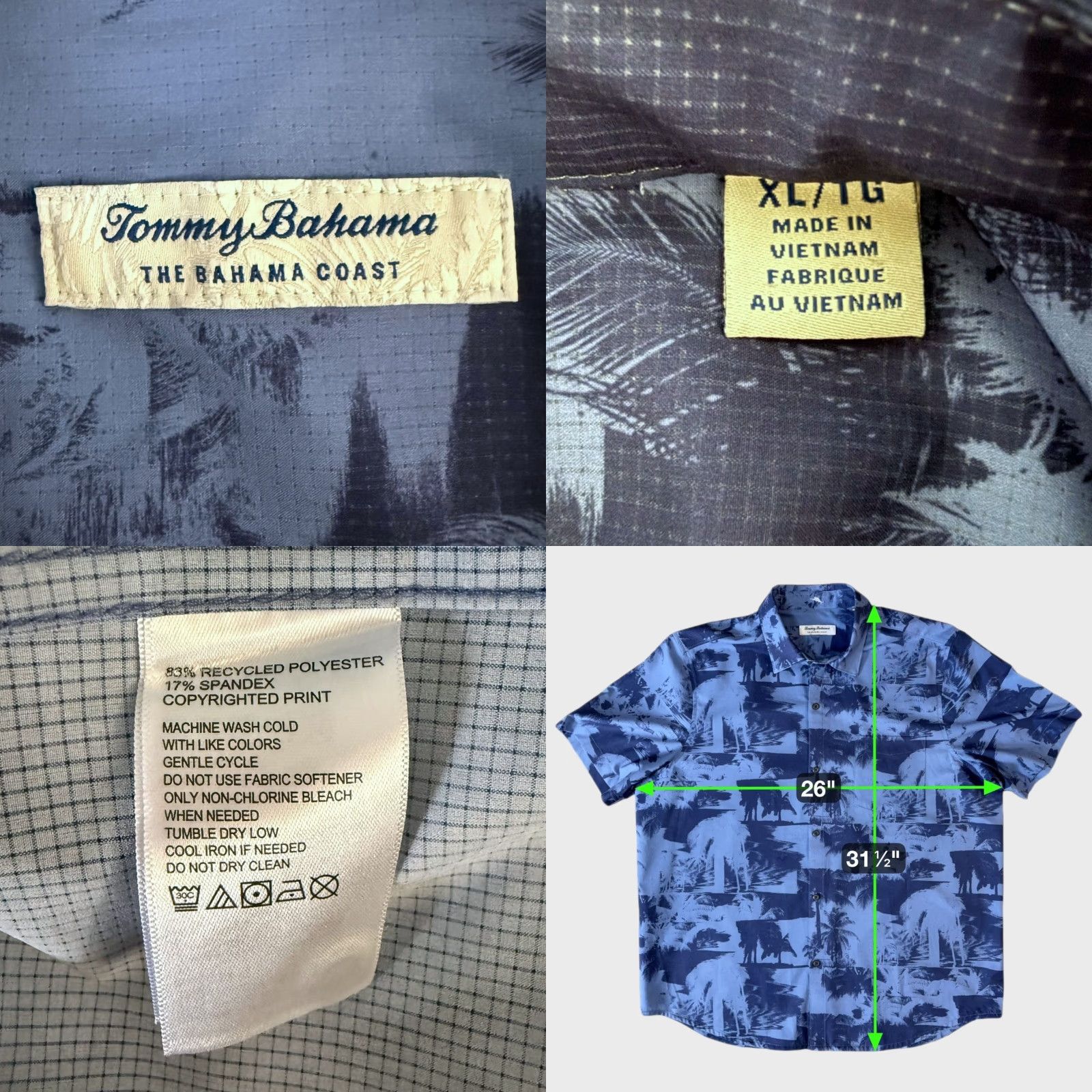Tommy Bahama VINTAGE Tommy Bahama Camp Shirt Blue IslandZone Short-Sleeve Button-Up UPF-30+ Men XL Summer Beach Hawaiian Tropical Size US XL / EU 56 / 4 - 8 Thumbnail