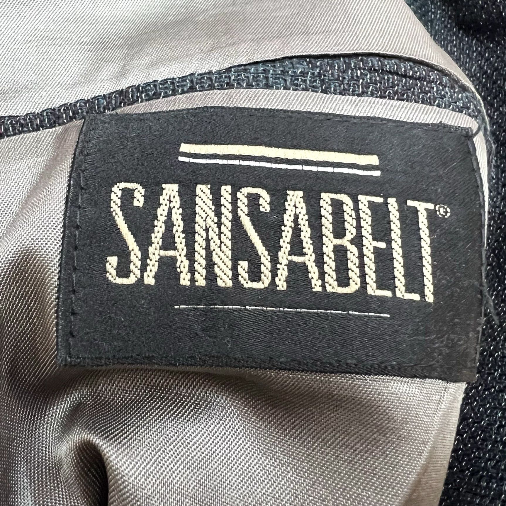 Vintage VINTAGE Sansabelt Window Pane Blazer Jacket Men’s 48 Gray Wool Tweed Notch Single-Breasted 2-Button Front USA Made Mens Size 48R - 6 Thumbnail
