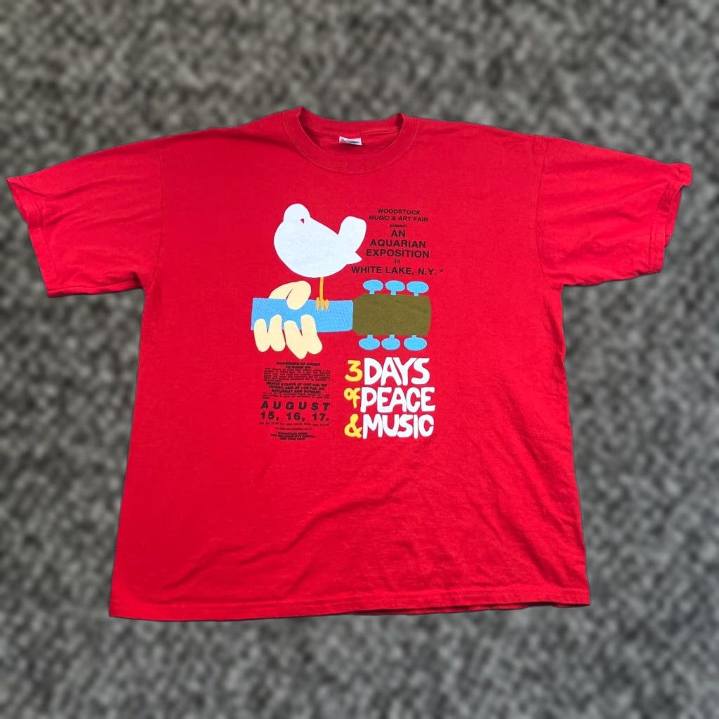 Gildan VINTAGE Woodstock Music And Art Fair T-Shirt Gildan XL Red Mens Size US XL / EU 56 / 4 - 1 Thumbnail