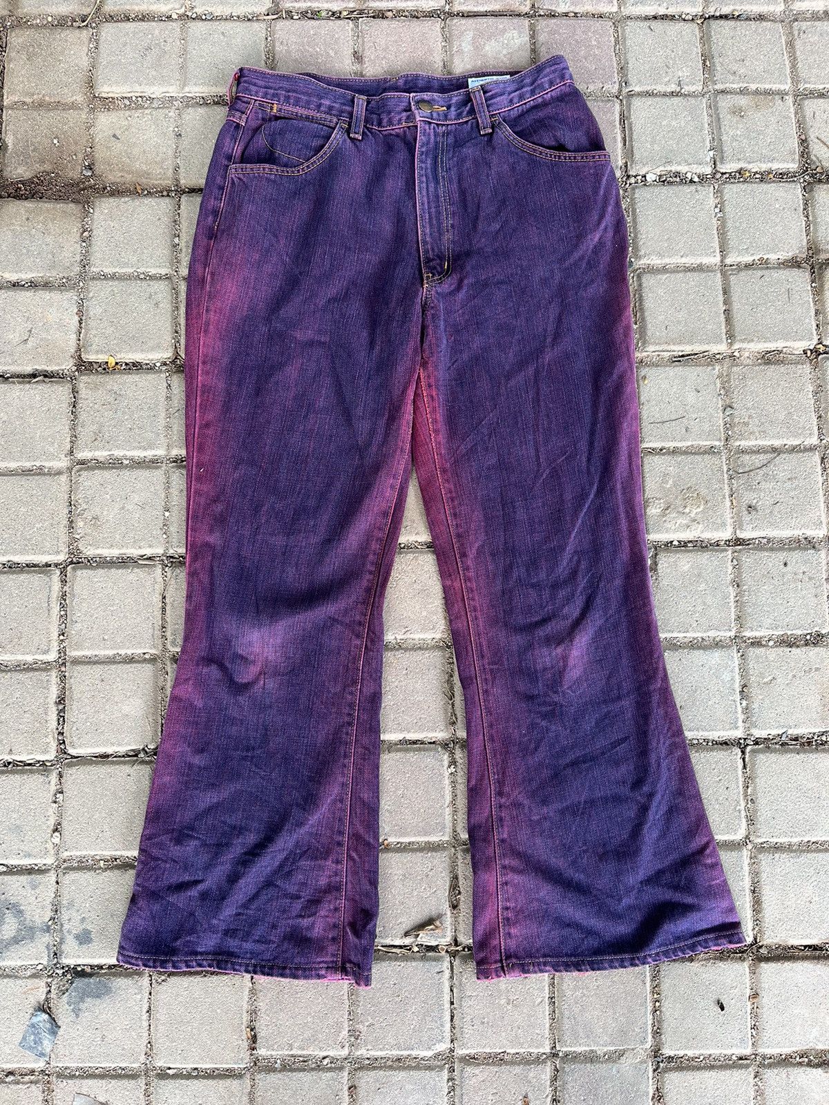 Japanese Brand × Vintage × Wrangler Flare Darkpurple Coudroy Wrangler Denim Size US 29 - 11 Thumbnail