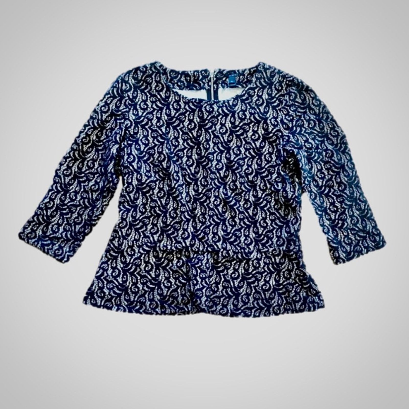 J.Crew J Crew Black Peplum Lace Blouse Top Womens Medium Size M / US 6-8 / IT 42-44 - 1 Thumbnail