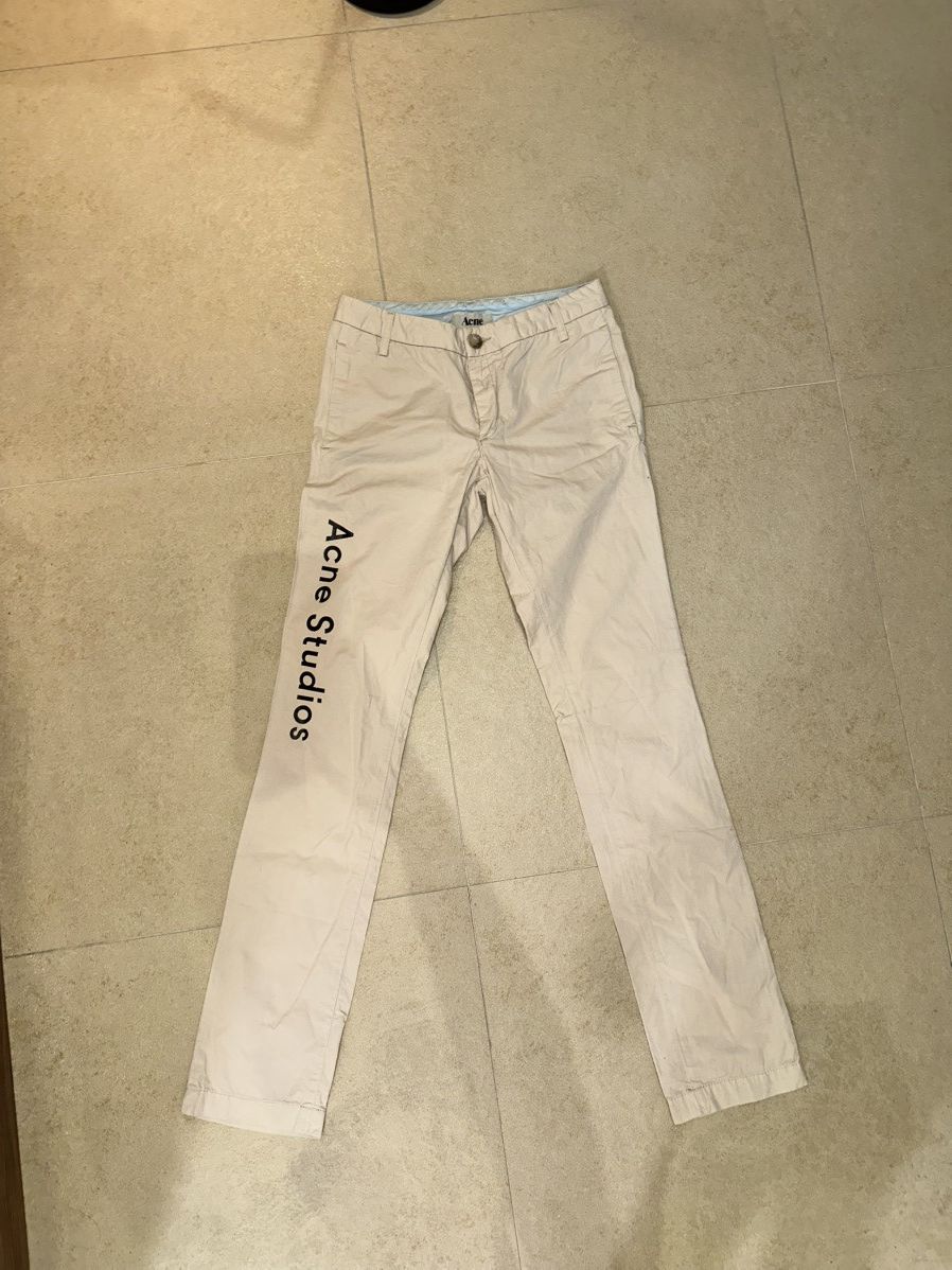 Acne Studios Acne Studios Beige Pants Large Logo Print Archive Trousers Size US 26 / EU 42 - 1 Thumbnail