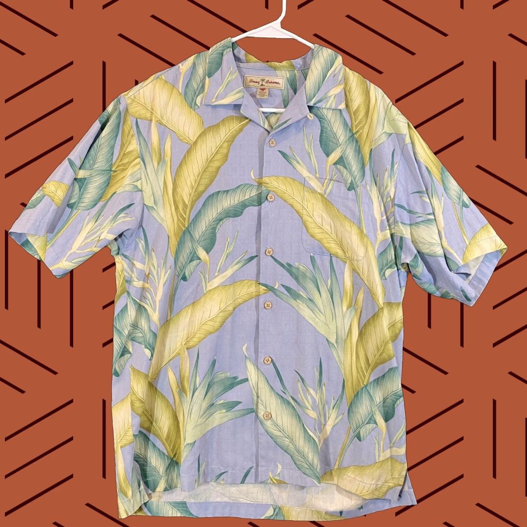 Tommy Bahama VINTAGE Tommy Bahama Men's Shirt Casual Short Sleeve Size M Blue Fern Floral Silk Hawaiian Button Up Size US M / EU 48-50 / 2 - 1 Thumbnail