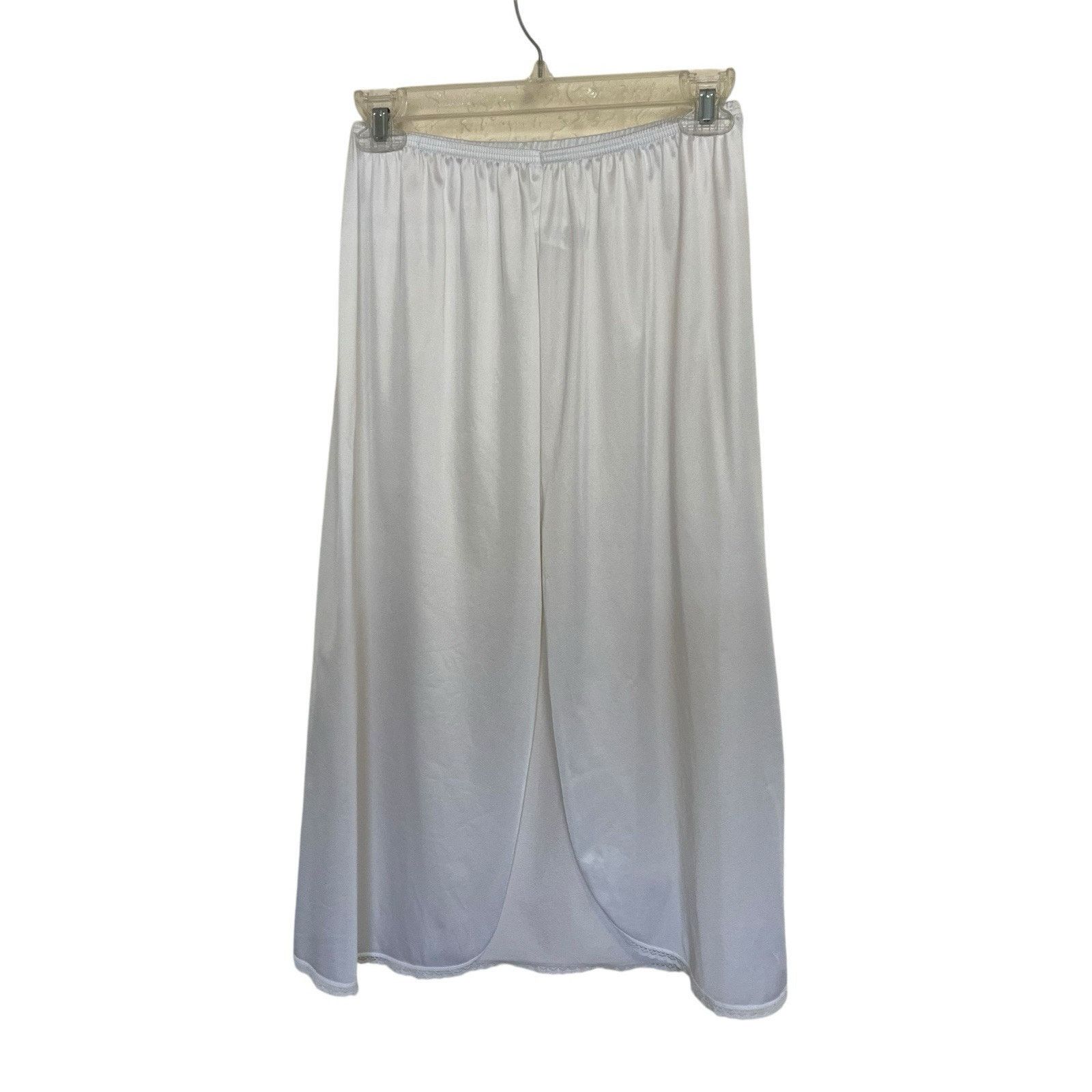 Vintage Vanity Fair | Vintage White Skirt Long Slip Slit Lace 27” Size ONE SIZE - 4 Thumbnail