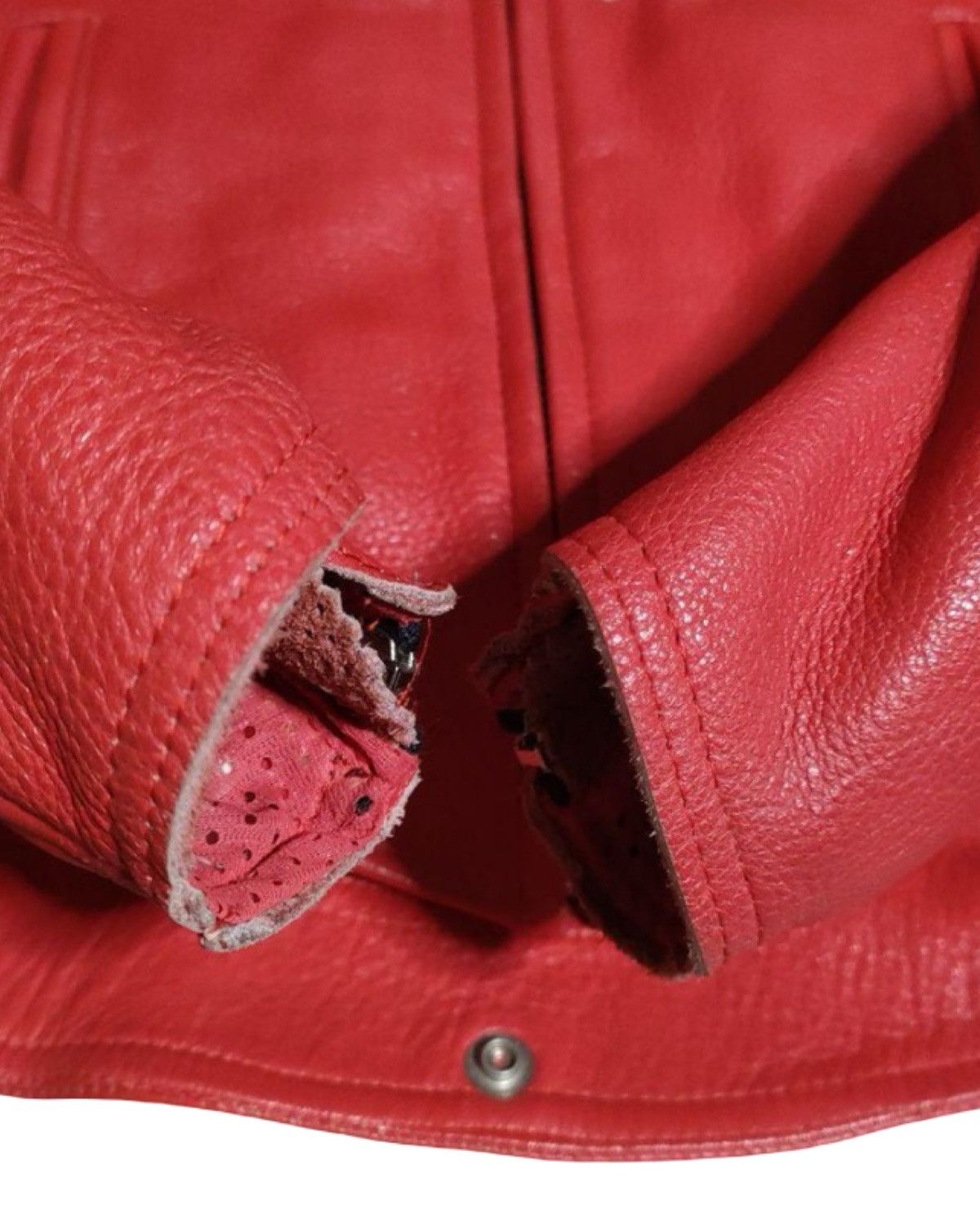 Kadoya Black Star God Speed Genuine Red Leather Crop Biker Jacket Size US M / EU 48-50 / 2 - 5 Thumbnail