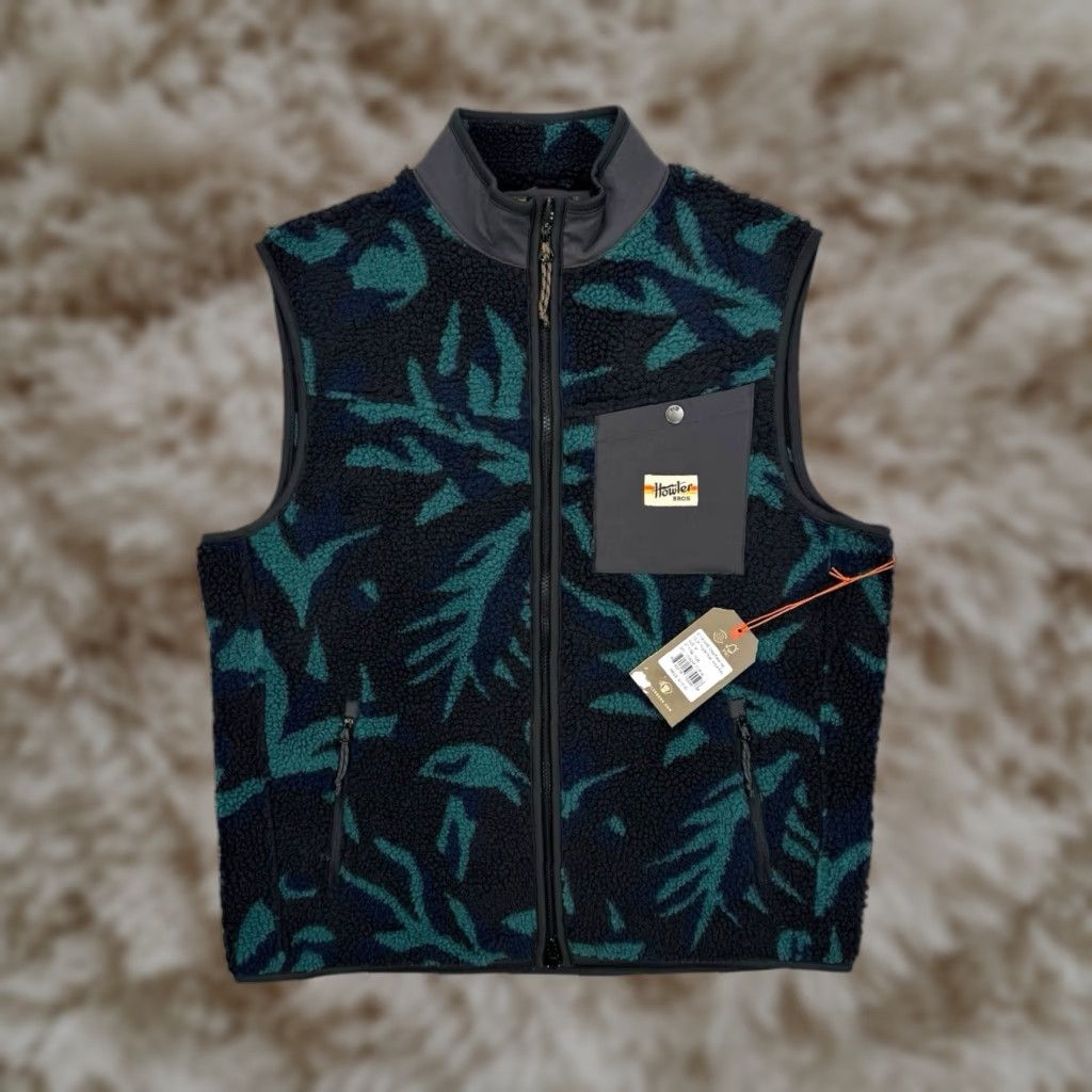 Howler Brothers Vest Chisos Fleece Sherpa Full Zip Mens Medium Multicolor Outdoor Knit Logo Zipper NWT Regular Jacket/Coat Length: Mid-Length