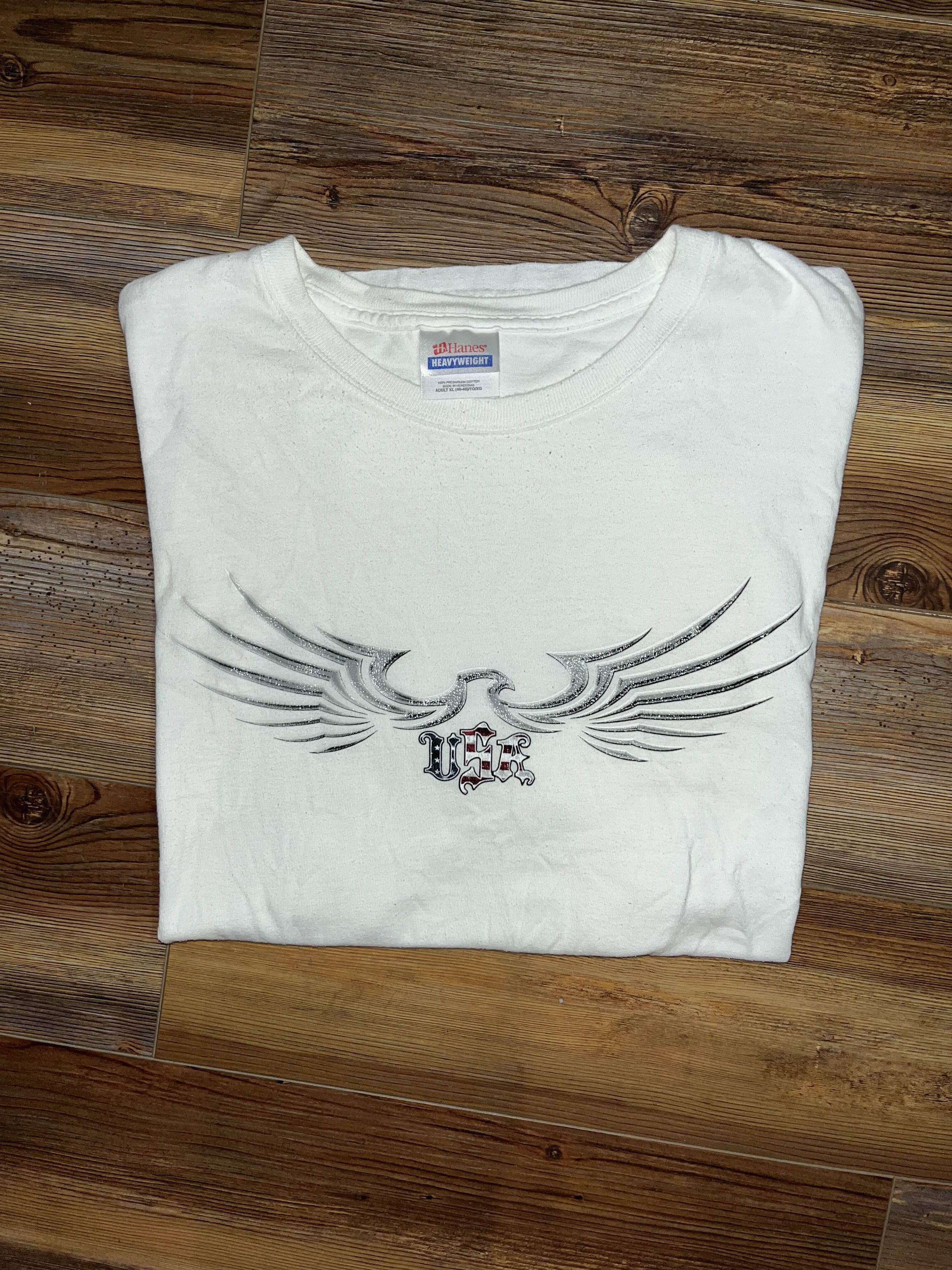 Hanes × Vintage Vintage Y2K Eagle USA Shirt Size US XL / EU 56 / 4 - 1 Thumbnail