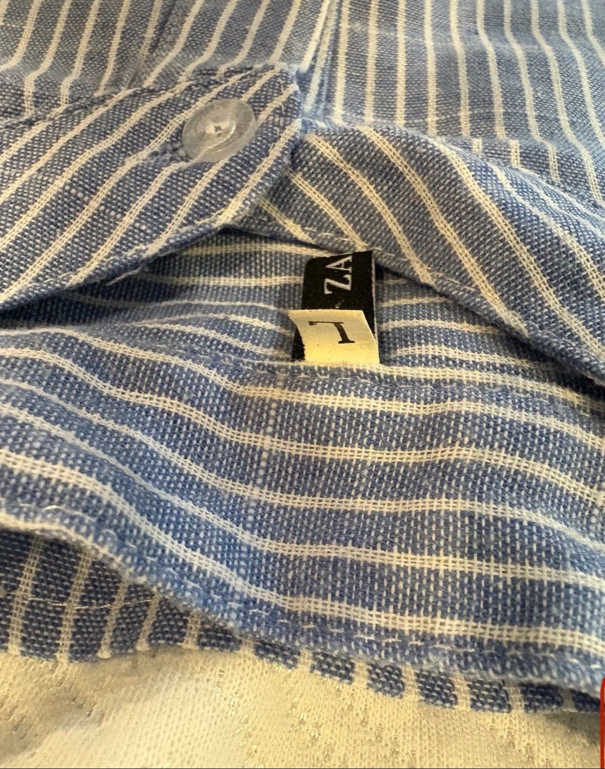 Zara Lightweight cotton men’s shirt by Zara, blue & white stripes Size US M / EU 48-50 / 2 - 4 Thumbnail