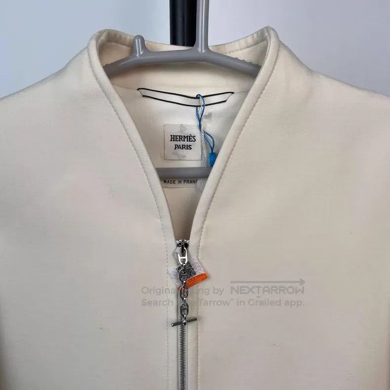 Hermes Hermes White Long Sleeve Zip-Up Jacket with Pig Nose Zippe Size XXS / US 00 / IT 34 - 3 Thumbnail
