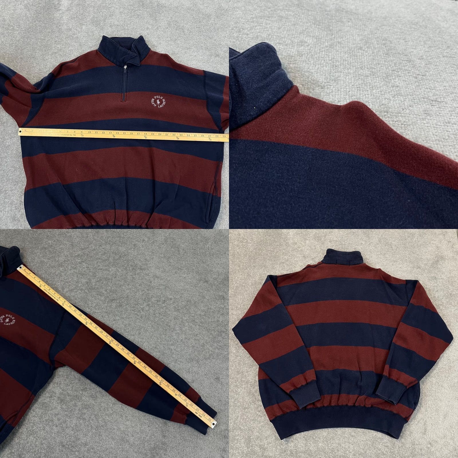 Ralph Lauren Ralph Lauren Sweater Mens Extra Large Red Blue Maroon Stripe Pony Spellout Polo Size US XL / EU 56 / 4 - 8 Thumbnail