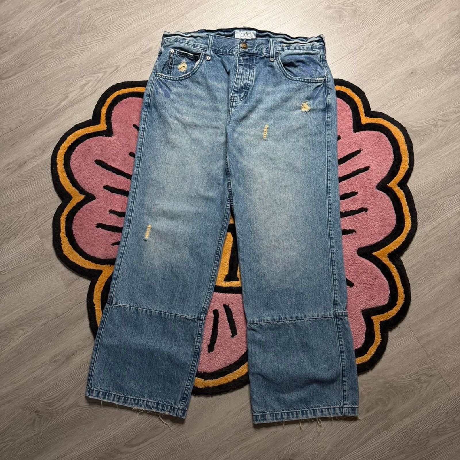 Armani Exchange Armani Exchange Distressed Cut & Sew Loose Fit Denim Jeans Size US 36 / EU 52 - 1 Thumbnail