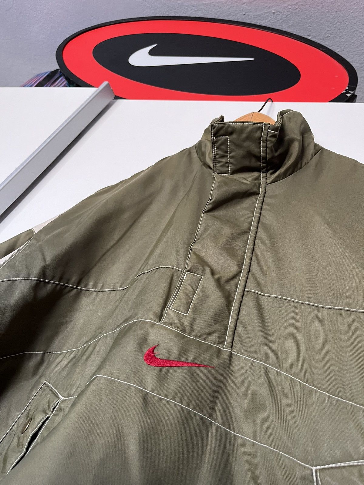 Nike × Vintage Vintage 90’s Nike Anorak Jacket Center Swoosh Spell out logo Size US L / EU 52-54 / 3 - 3 Thumbnail