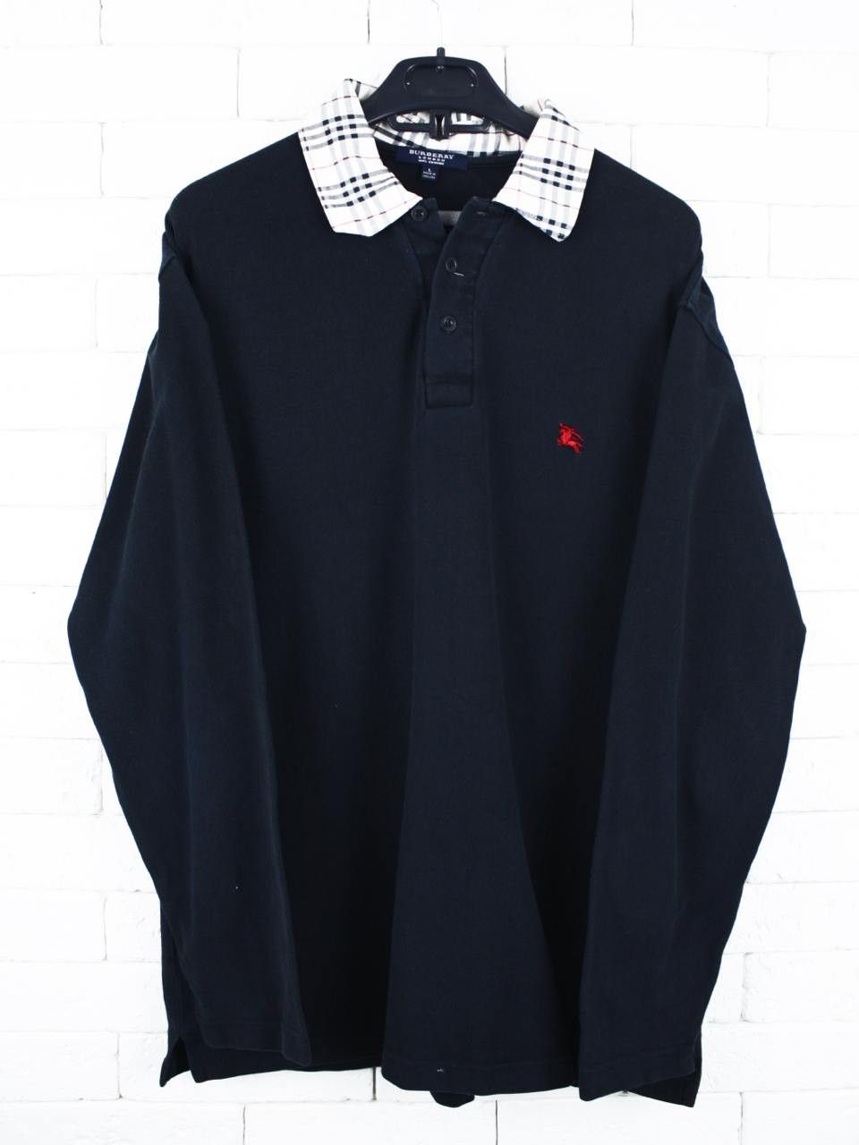Burberry Burberry London Black Polo Shirt Nova Long Sleeve Vintage Size US L / EU 52-54 / 3 - 1 Thumbnail