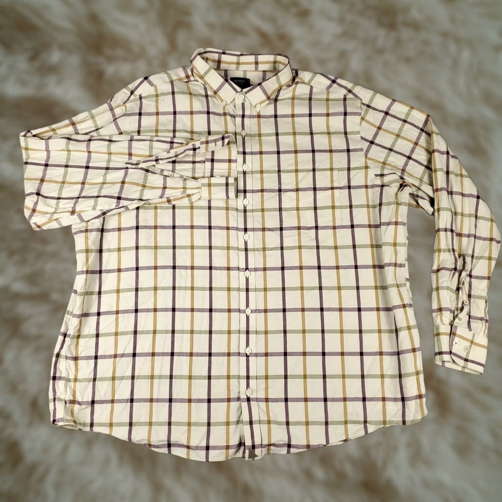 UNTUCKit UNTUCKit Shirt Mens 3XL Beige Size 3XLT Check Casual Button Long Sleeve Size US XXL / EU 58 / 5 - 1 Thumbnail