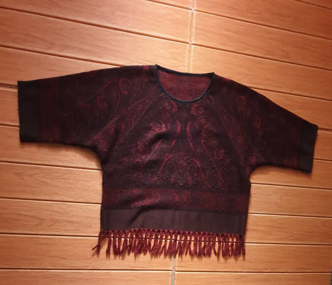 Japanese Brand Abstract burgendy streetwear wool shirt Size US M / EU 48-50 / 2 - 3 Thumbnail