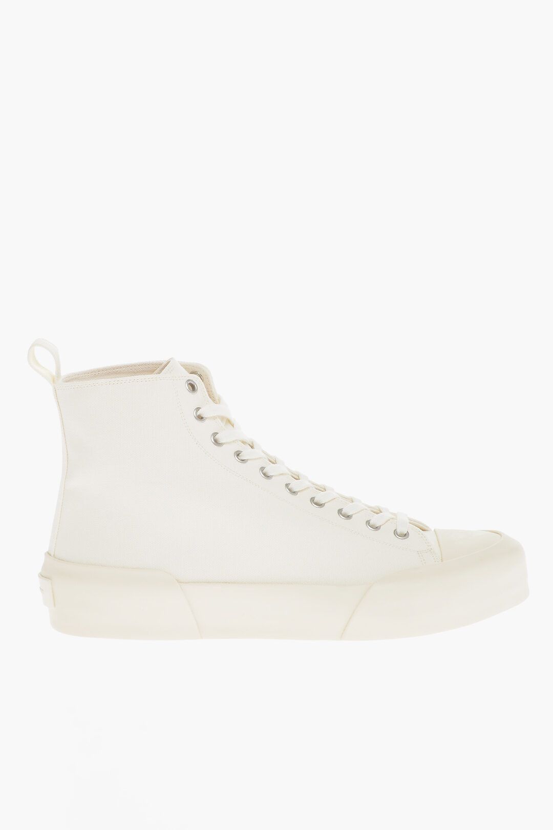 image of Jil Sander Og1Mm0424 Fabric Hi-Top Sneakers In White, Men's (Size 10)