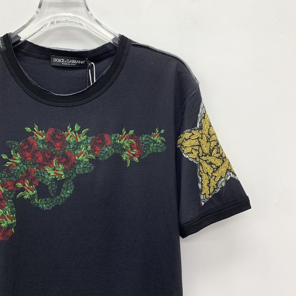Dolce & Gabbana Dolce & Gabbana Black Floral Print Short Sleeve K26WX Size US XS / EU 42 / 0 - 3 Thumbnail