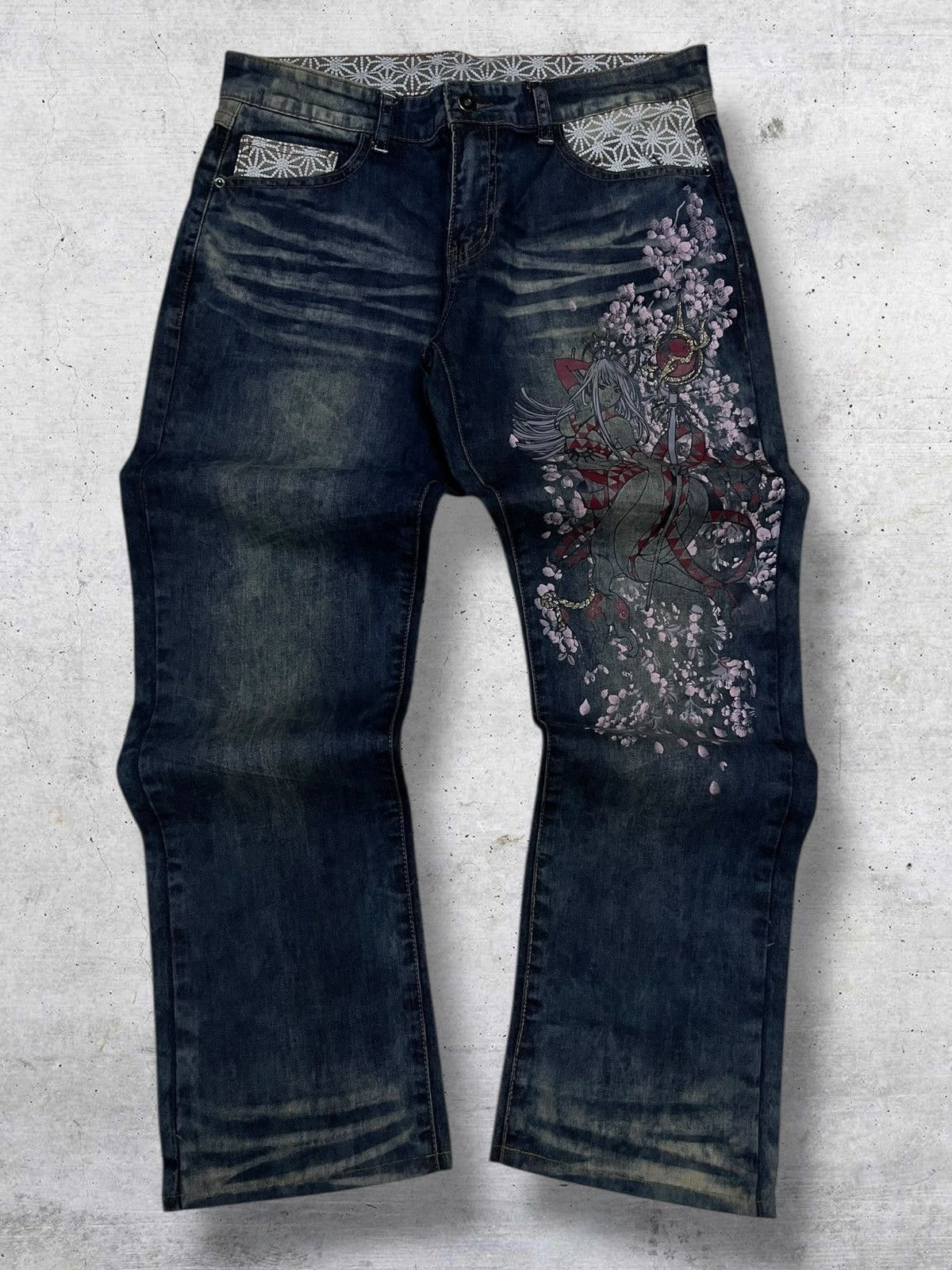 Beauty Beast VINTAGE GOD TRADITION JAPAN PRINCESS YAKUZA STEAMPUNK DENIM Size US 32 / EU 48 - 1 Thumbnail