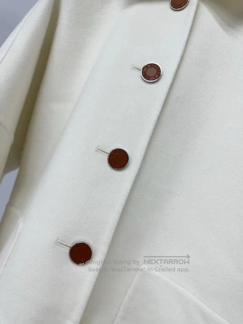 Hermes Hermes White cashmere coat Size XS / US 0-2 / IT 36-38 - 6 Thumbnail