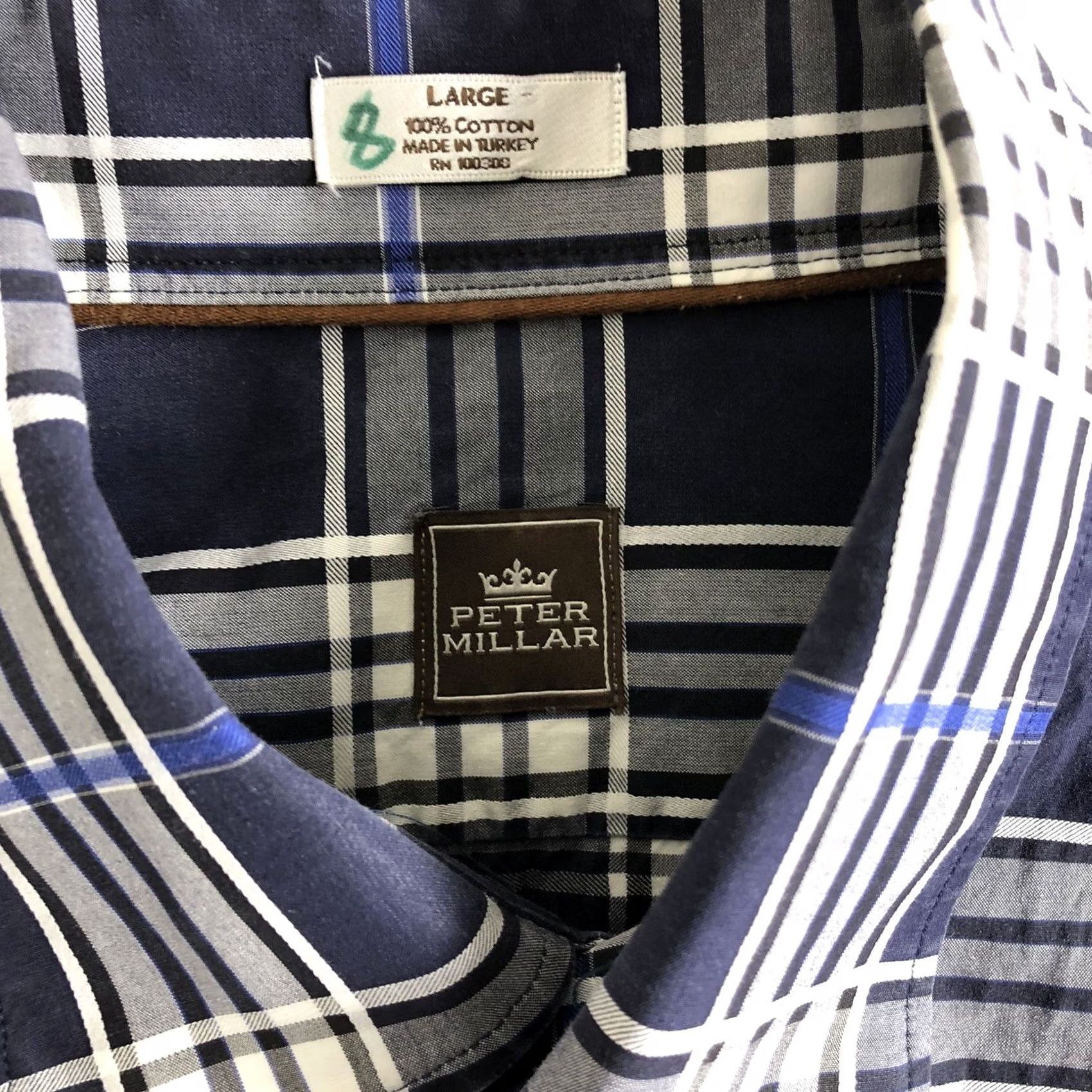 Peter Millar Peter Millar Shirt Button-Down Blue Plaid Long Sleeve Cotton Mens Large Regular Size US L / EU 52-54 / 3 - 6 Thumbnail