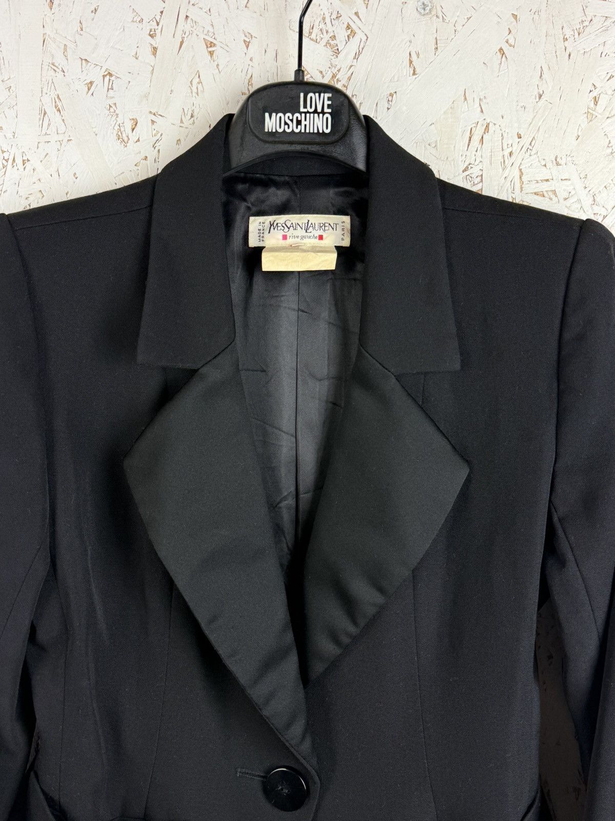 Yves Saint Laurent 80s Yves Saint Laurent Rive Gauche Satin Collar Blazer 34 Size XXS / US 00 / IT 34 - 2 Thumbnail
