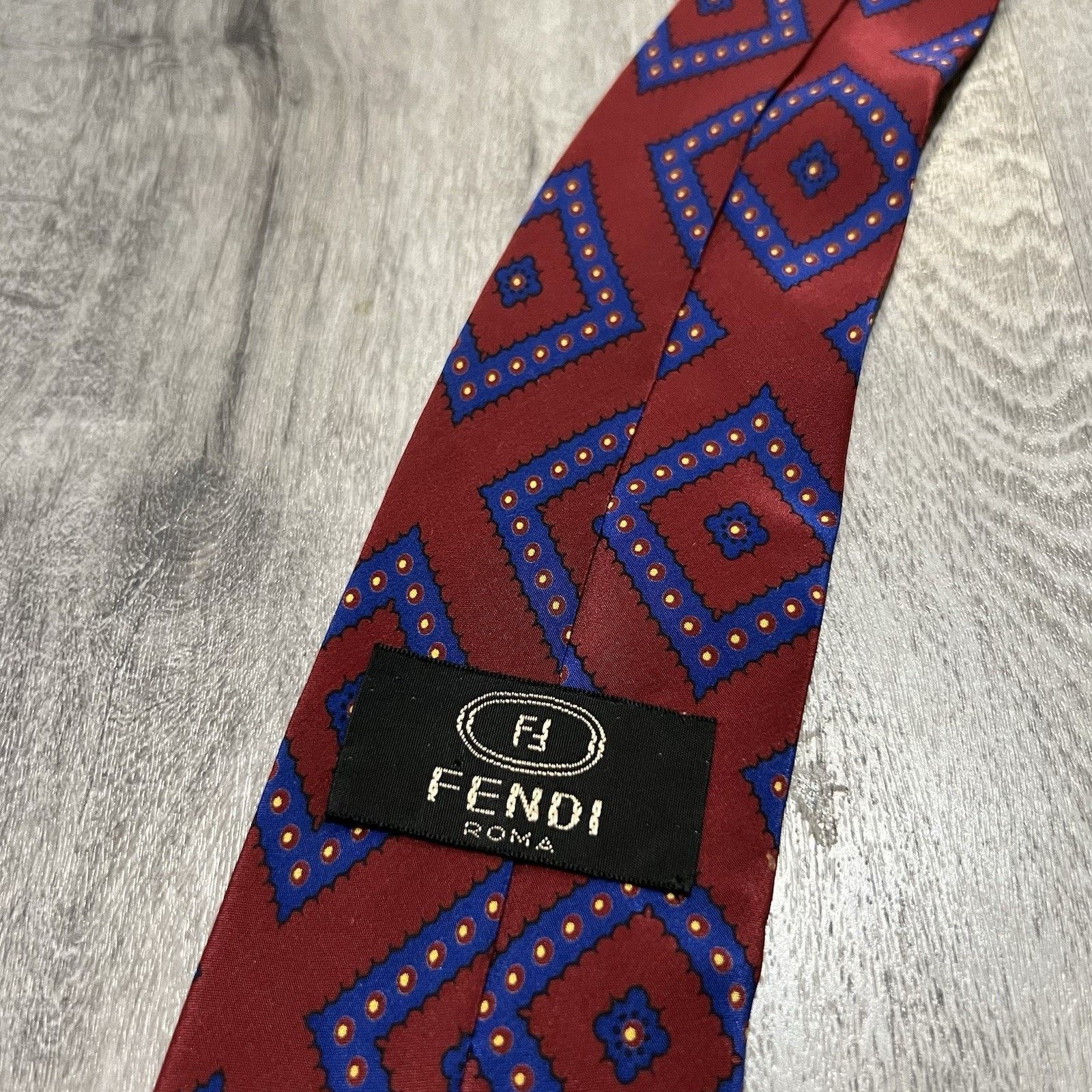 Fendi Fendi Roma Necktie VTG 100% Silk Red Diamond Motif Tie Size ONE SIZE - 2 Thumbnail