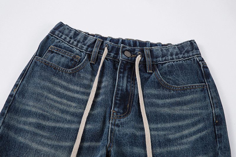 Jean Retro washed distressed dark blue jeans for men Size US 32 / EU 48 - 3 Thumbnail