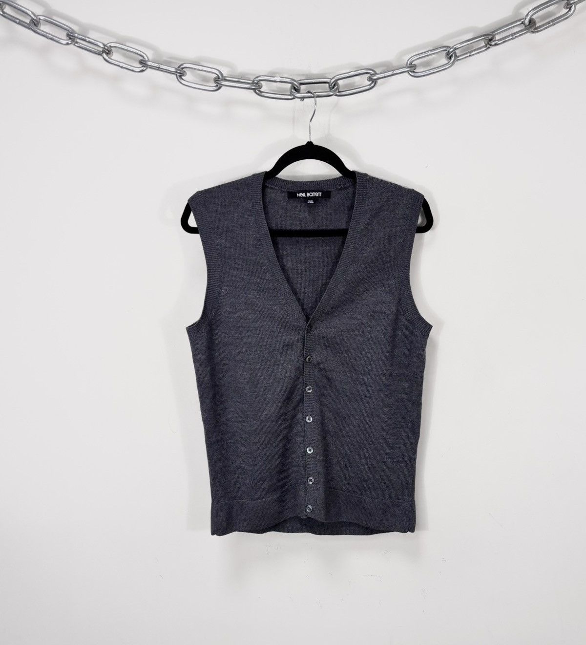 Neil Barrett Neil Barrett Men’s Grey Wool Knit Vest Sleeveless Cardigan Size US M / EU 48-50 / 2 - 1 Thumbnail