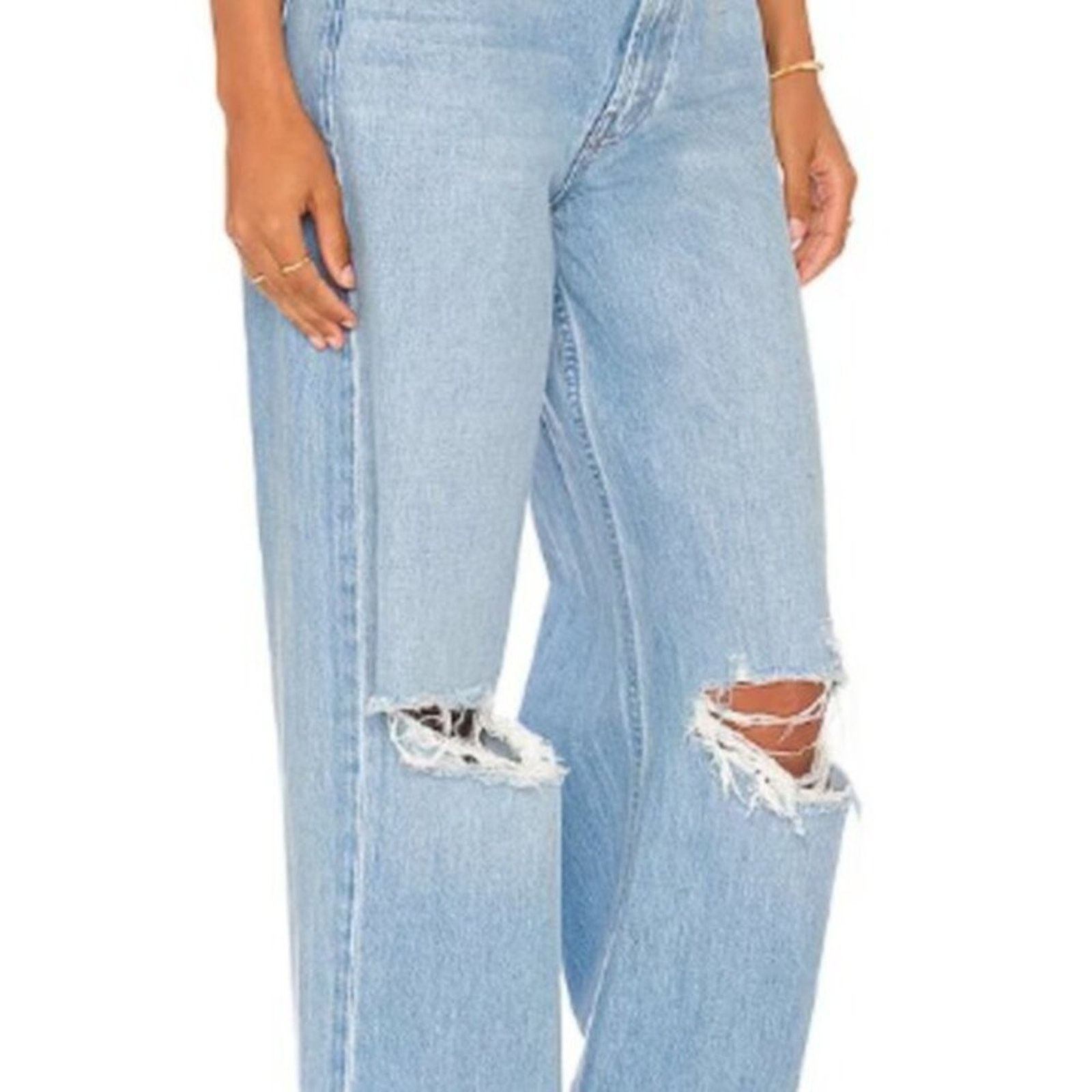 MOTHER Mother The Fun Dip Puddle Slice Distressed Jeans size 12 Size 33" - 4 Thumbnail