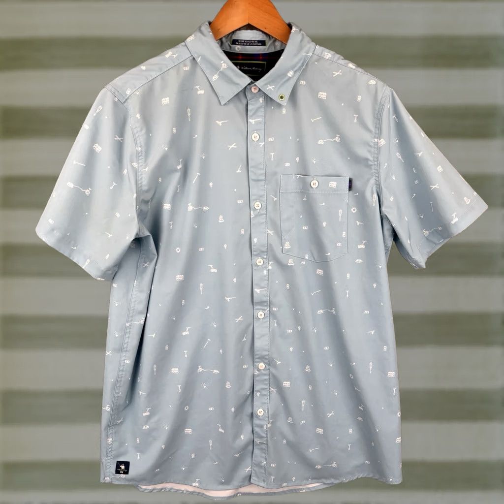 Vintage William Murray Shirt Men M Light Blue All Over Print Golf Button-Up Collared Short Sleeve Vintage No Size US M / EU 48-50 / 2 - 1 Thumbnail