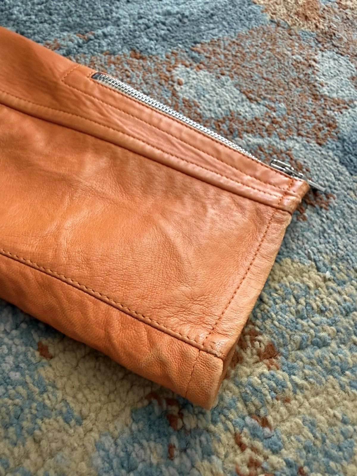 Prada Prada AW2000 Vintage Orange Y2k Biker Leather Jacket Size US M / EU 48-50 / 2 - 21 Thumbnail