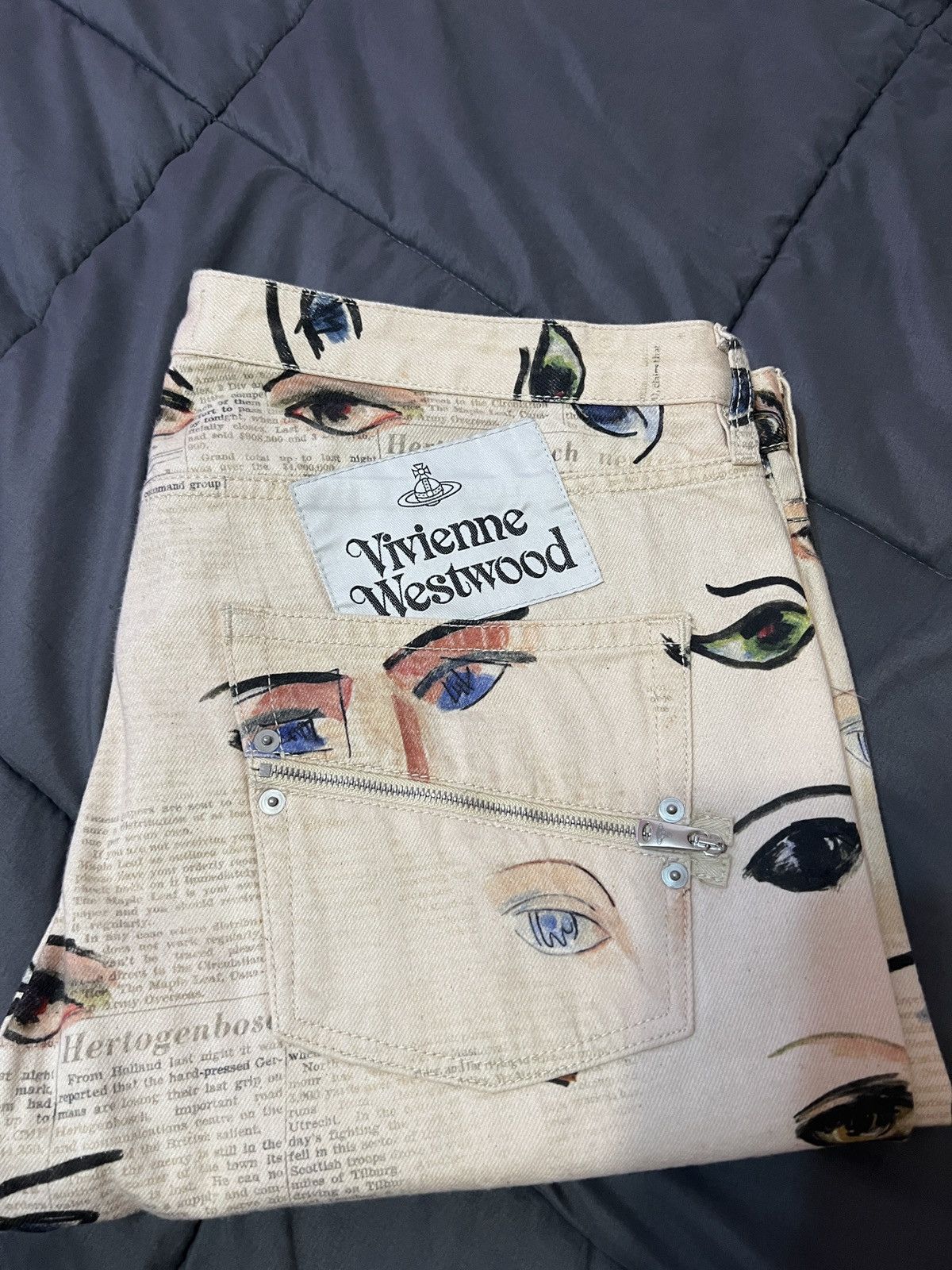 image of Vivienne Westwood Eye Print Jeans in Beige, Men's (Size 36)