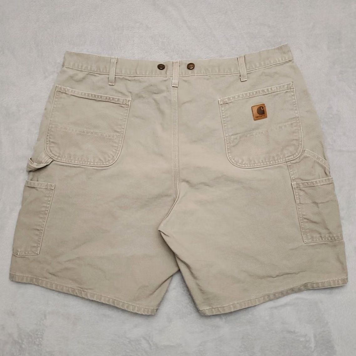 Carhartt Carhartt Shorts Mens 42 Khaki Canvas Carpenter Cargo Suspender Buttons B25 DES Mens 42 Khaki Canvas Carpenter Cargo Shorts with Suspender Buttons Size US 42 / EU 58 - 5 Thumbnail