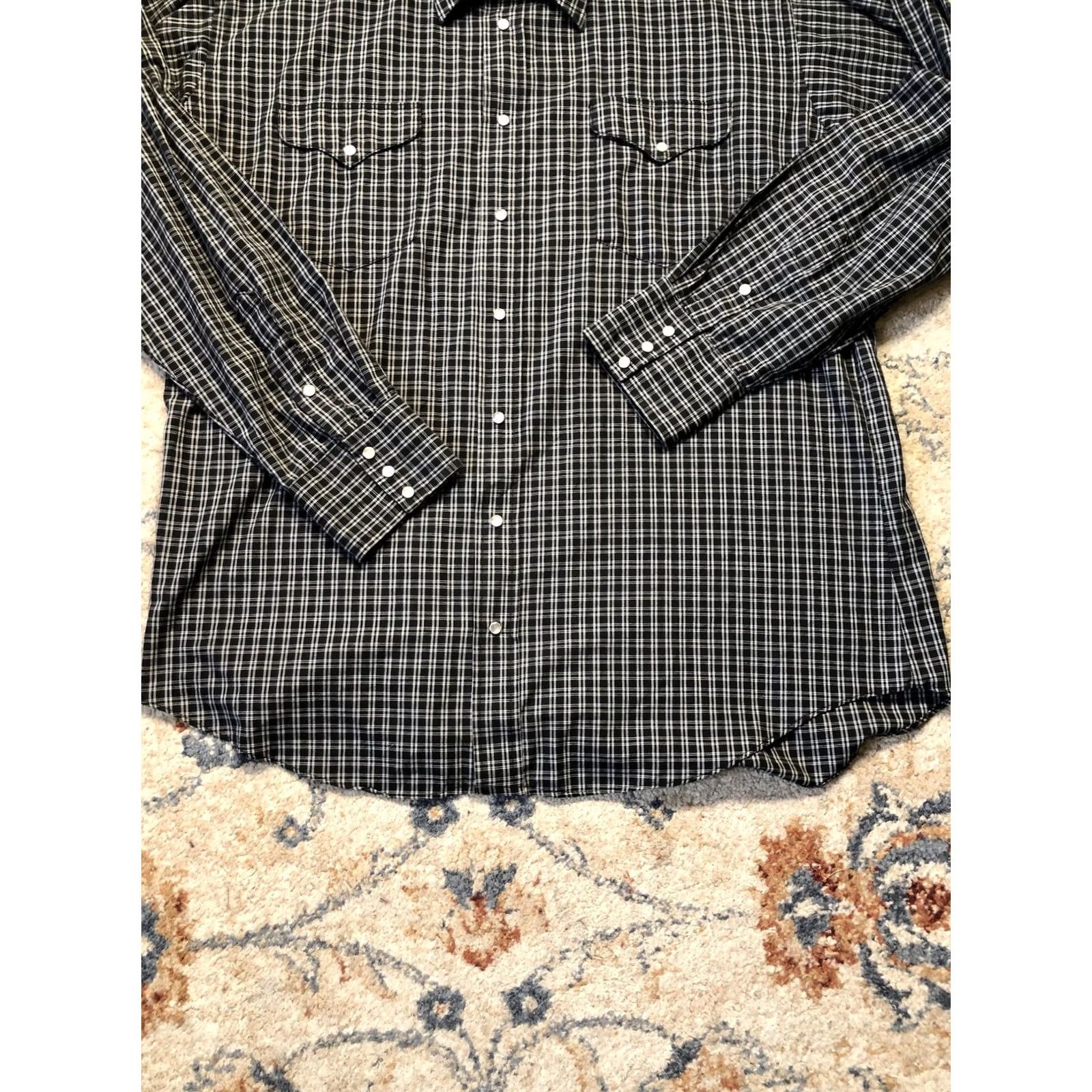 Vintage Flying R Ranchwear Shirt Mens 2XL Black White Plaid Pearl Snap Western Made USA Shirt Size US XXL / EU 58 / 5 - 5 Thumbnail