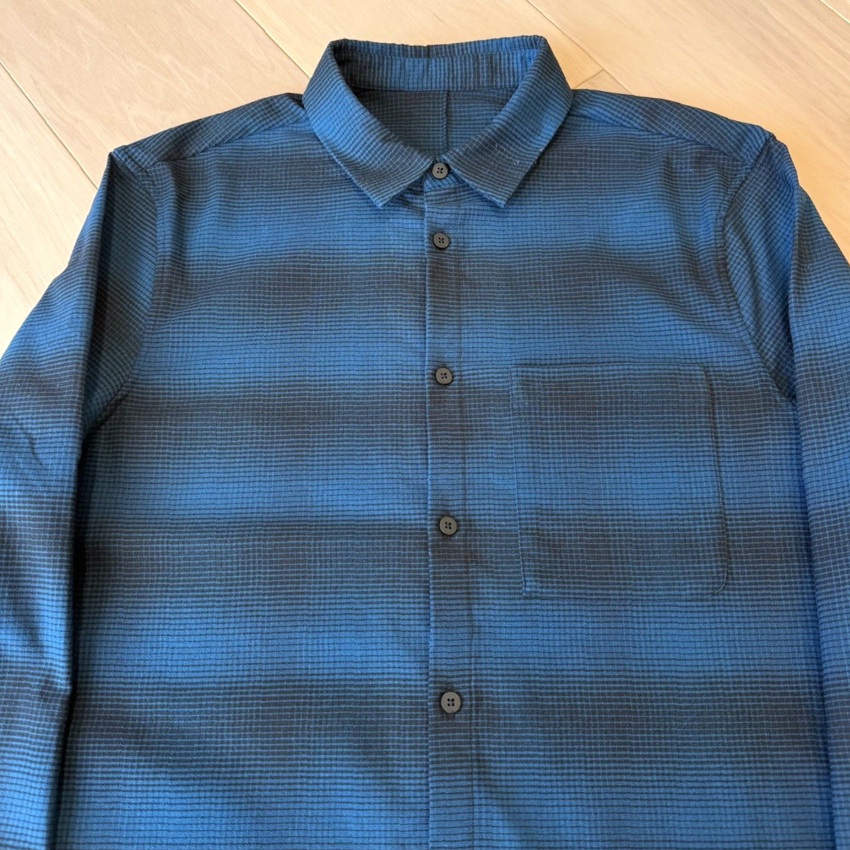 Lululemon Lululemon Mason Peak Flannel Button-Down Shirt L Blue Black Workwear Regular Long Sleeve Collar-Down Cotton Vintage No Mens ABC Size US L / EU 52-54 / 3 - 3 Thumbnail