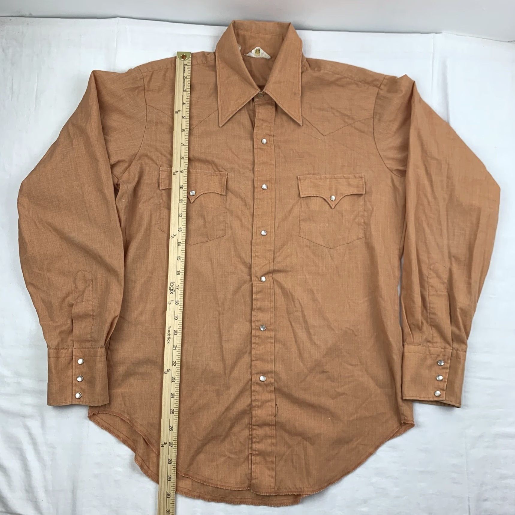 Vintage Vintage Permanent Press Western Shirt Adult Large Long Sleeve Snap Closure Orange Casual 80s Cowboy Outdoors Men Size US L / EU 52-54 / 3 - 5 Thumbnail