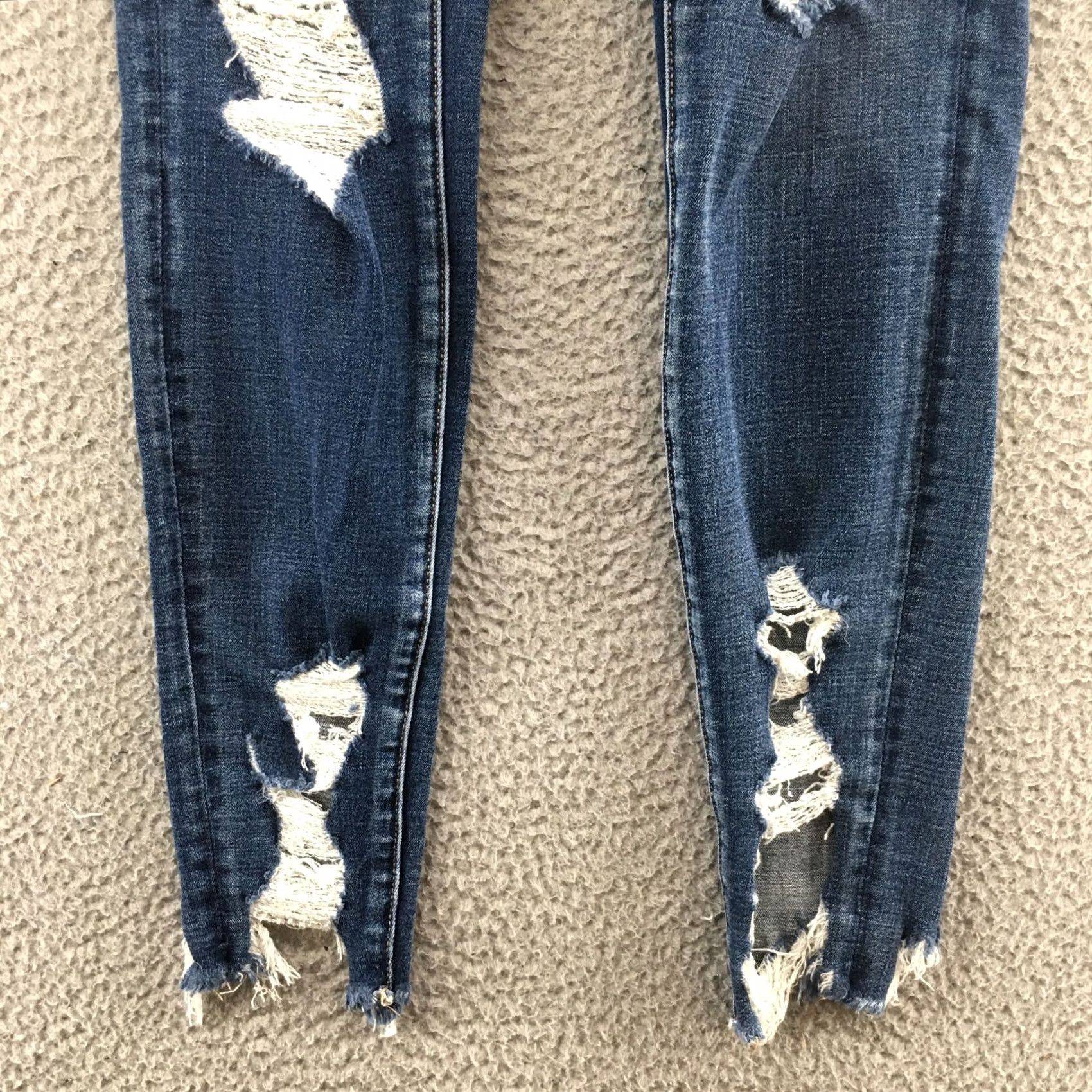 American Eagle Outfitters American Eagle Jegging Jeans Womens 2R Blue Denim Distressed Zip Trousers Pants Mid Rise 28 Inseam Girls Mens Womens Size 26" / US 2 / IT 38 - 7 Thumbnail