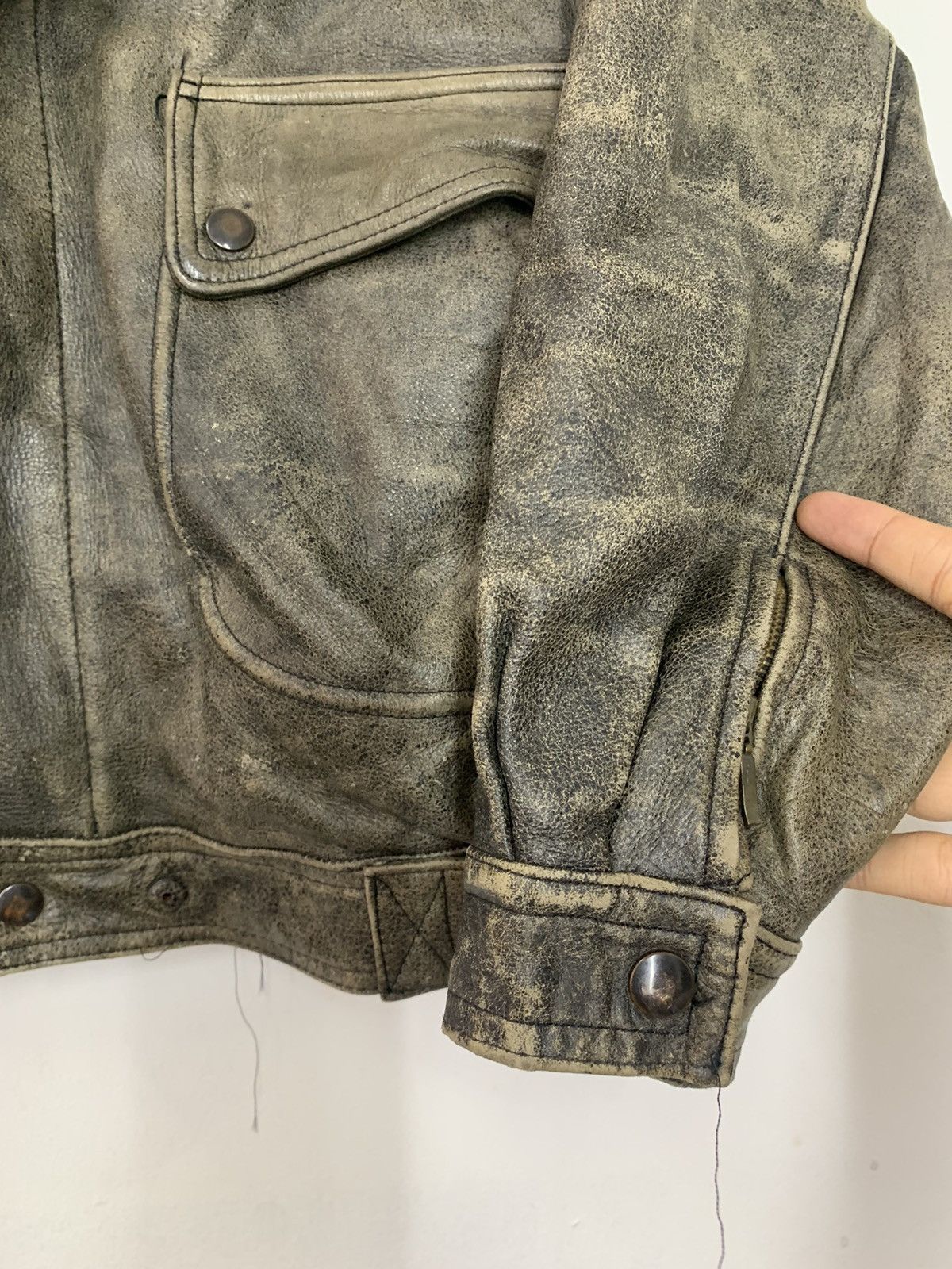 Freewheelers × Vintage Vintage Double Collar Cafe Racer Stonewash Leather Jacket Size US L / EU 52-54 / 3 - 7 Thumbnail