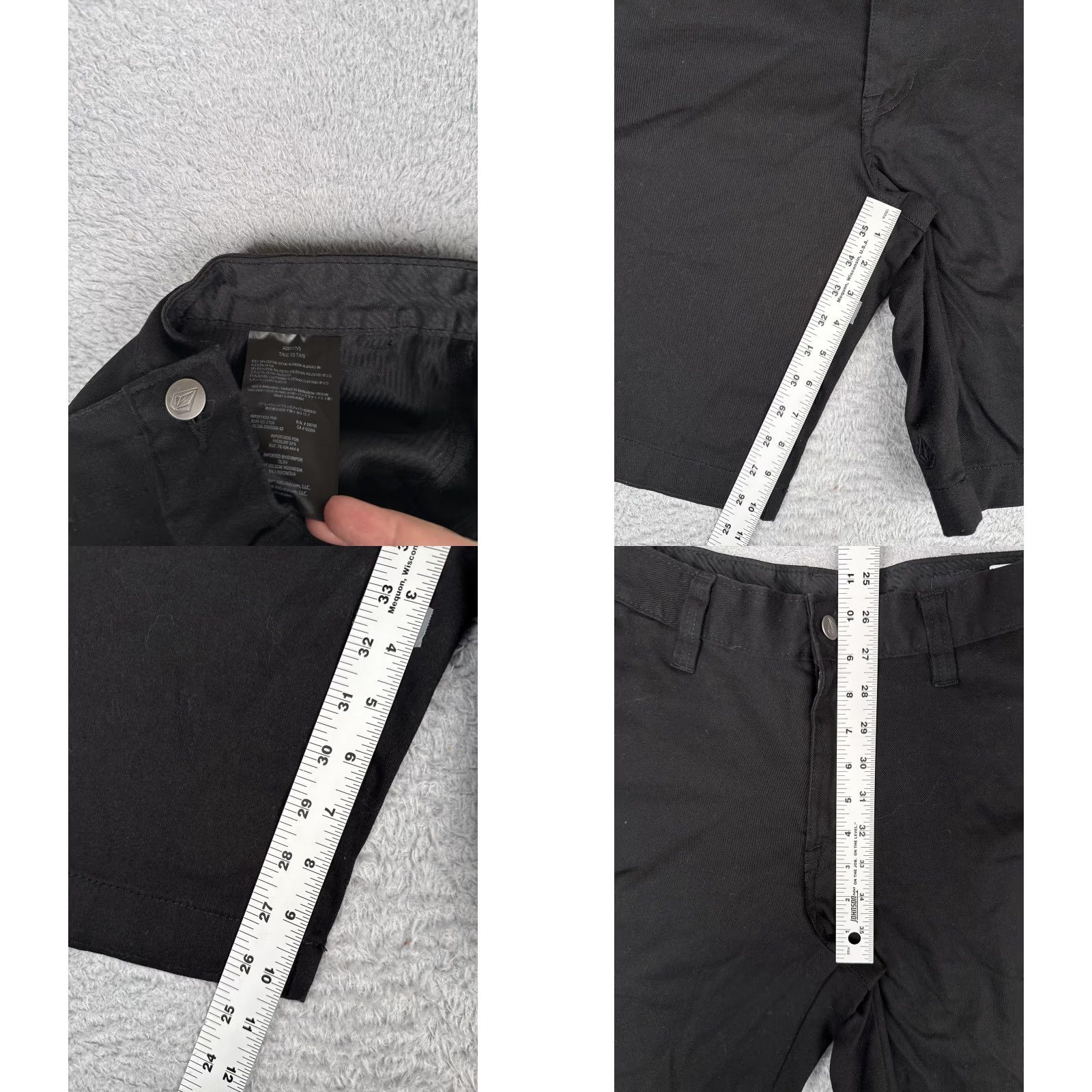 Volcom Volcom Mens 29 Black Canvas Chino Shorts Flat Front 10 Inseam Summer Casual Stretch Pockets Regular Fit Size US 29 - 8 Thumbnail