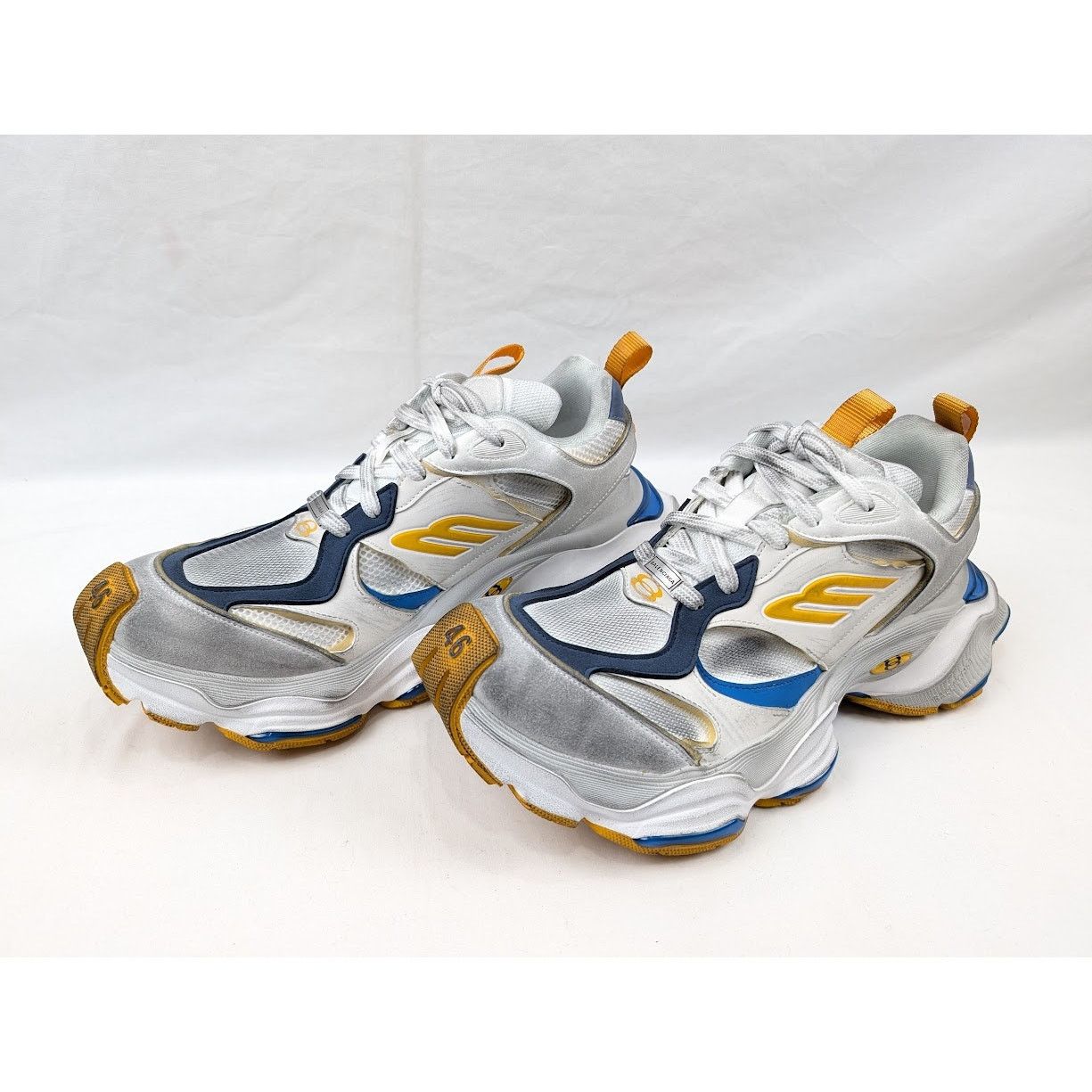 Balenciaga o1rshd1 Cargo Suede Low-Top Sneakers White/Grey/Orange/Blue Size US 12 / EU 45 - 17 Thumbnail