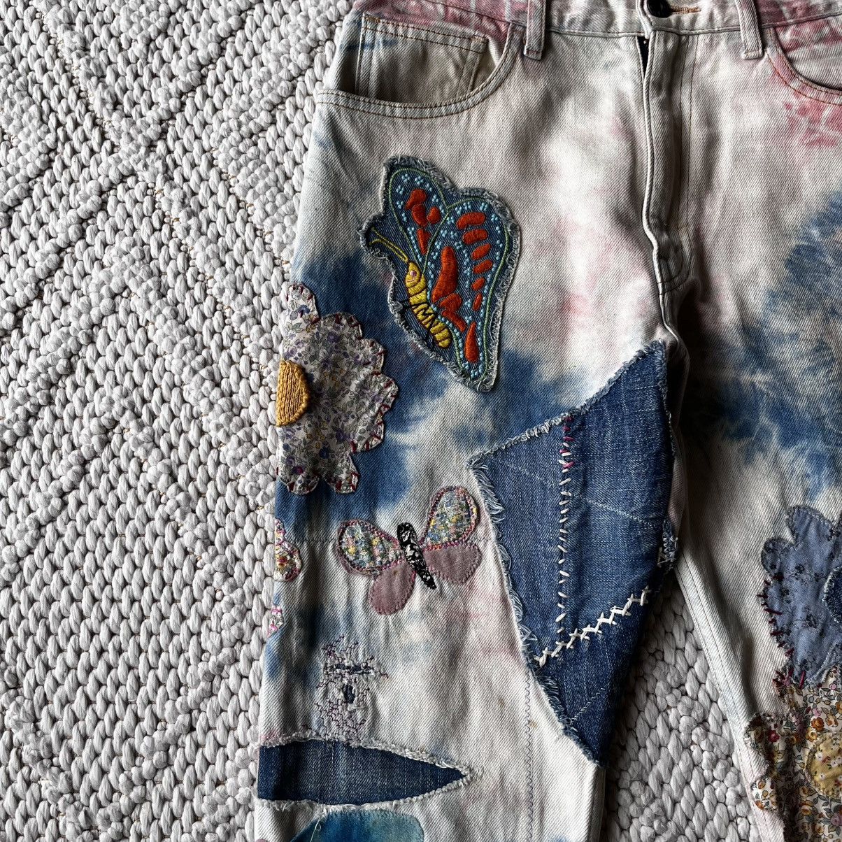 Kapital Kapital 12.5oz papillon embroidered tie dye patchwork denim Size US 32 / EU 48 - 8 Thumbnail