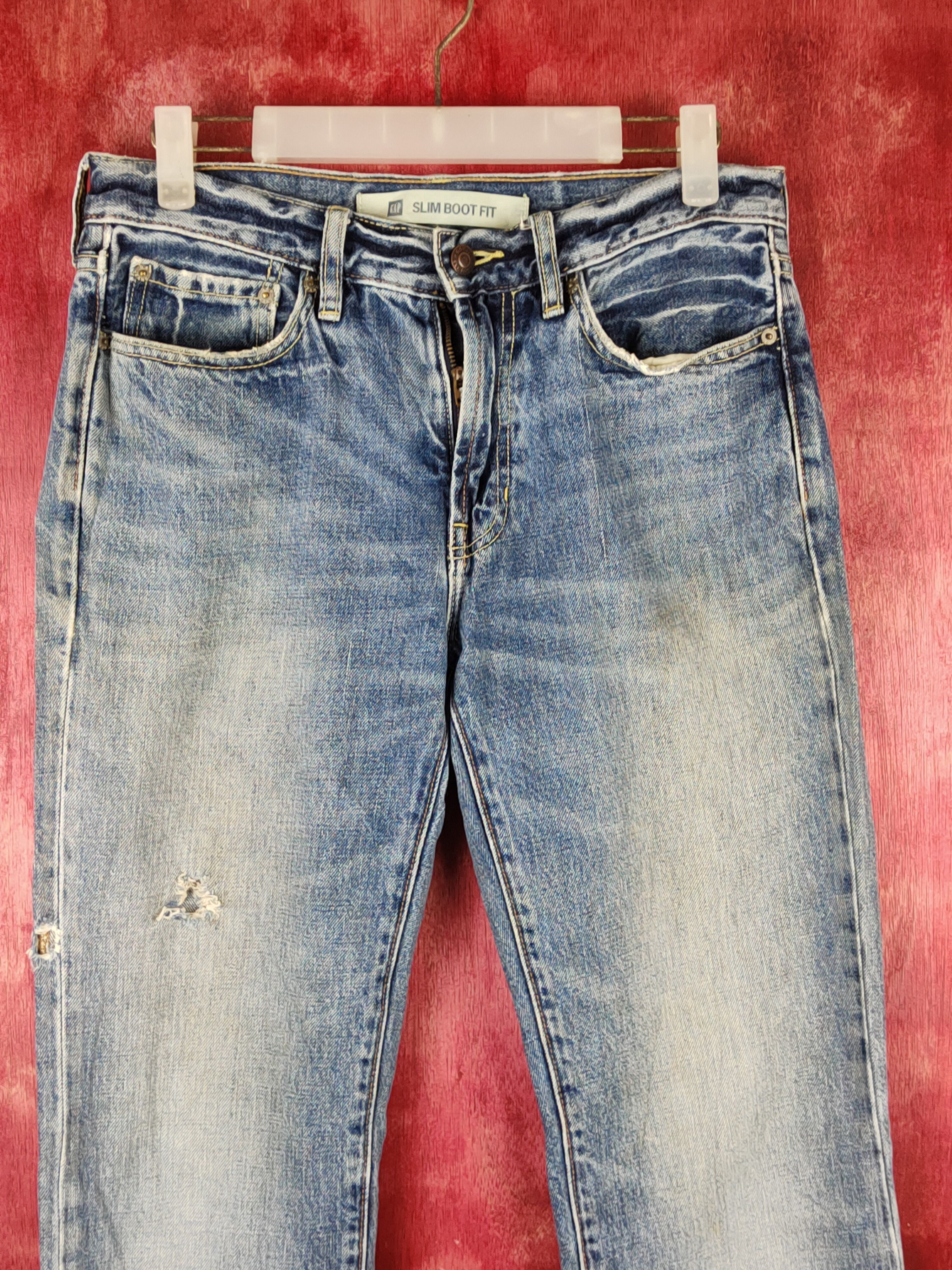 Gap Gap Blue slim boot fit Faded Distressed jeans Denim #S1529 Size 30" / US 8 / IT 44 - 2 Thumbnail