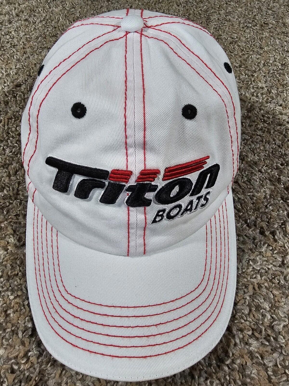 Designer Triton Boats White Fishing Angler Hat - OSFA Red Stitch Size ONE SIZE - 2 Thumbnail
