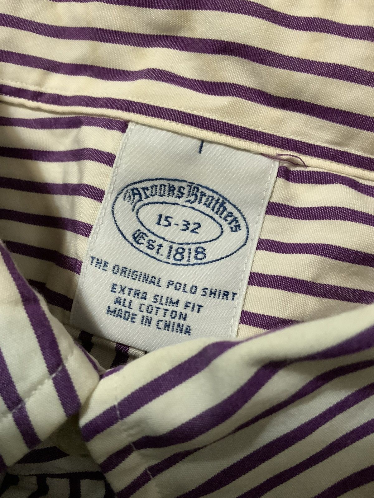 Brooks Brothers Brooks Brothers Polo Extra Slim Purple Stripe Dress Shirt Size US S / EU 44-46 / 1 - 6 Thumbnail