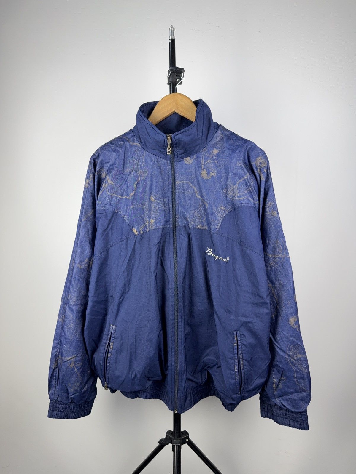 Bogner Vintage Bogner Map Print Windbreaker Jacket Navy Blue L Size US L / EU 52-54 / 3 - 1 Thumbnail